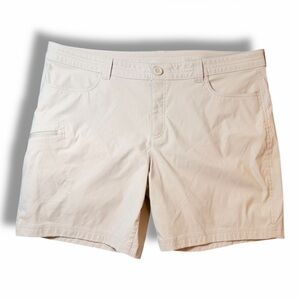 Eddie Bauer Cream Chino Shorts Stretch Flat Front Casual Womens Size 16